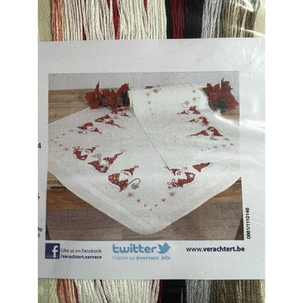 Vervaco GNOMES #PN-0146076 Christmas Cross Stitch Table Runner Kit 32" X 32"